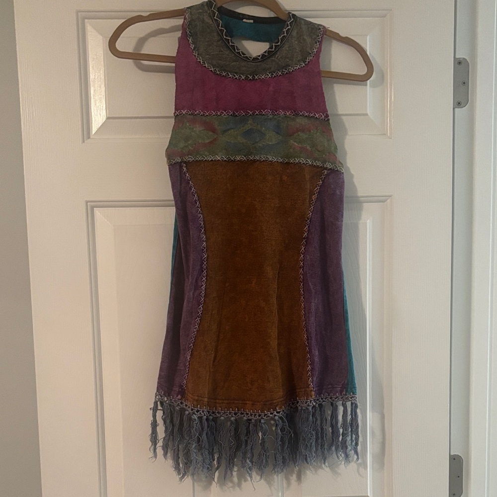Handmade Multicolor Boho Fringe Swim Coverup